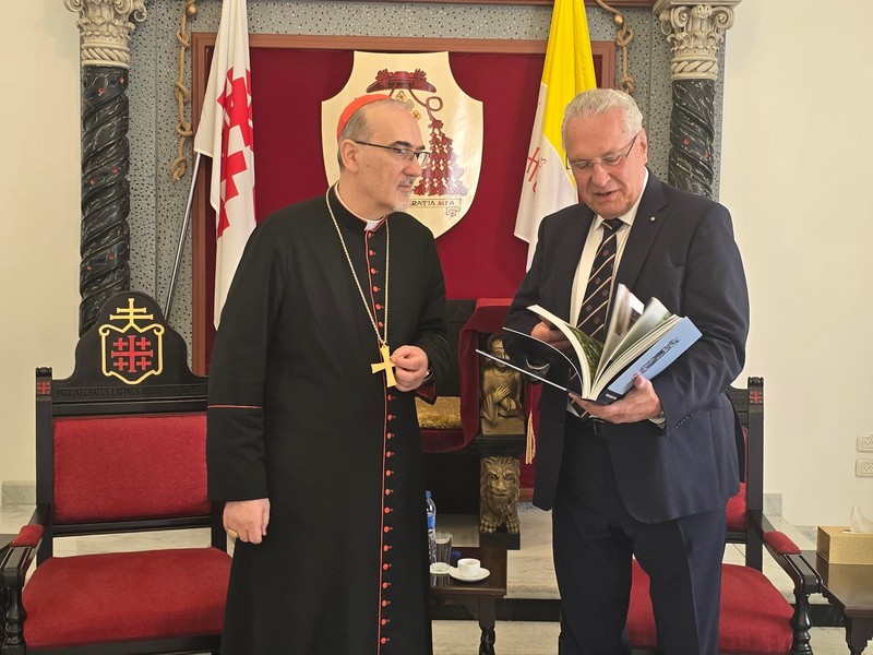 Donnerstag, 4. September, 2025; Innenminister Joachim Herrmann hat sich mit dem Lateinischen Patriarchen in Jerusalem, Pierbattista Kardinal Pizzaballa, ausgetauscht