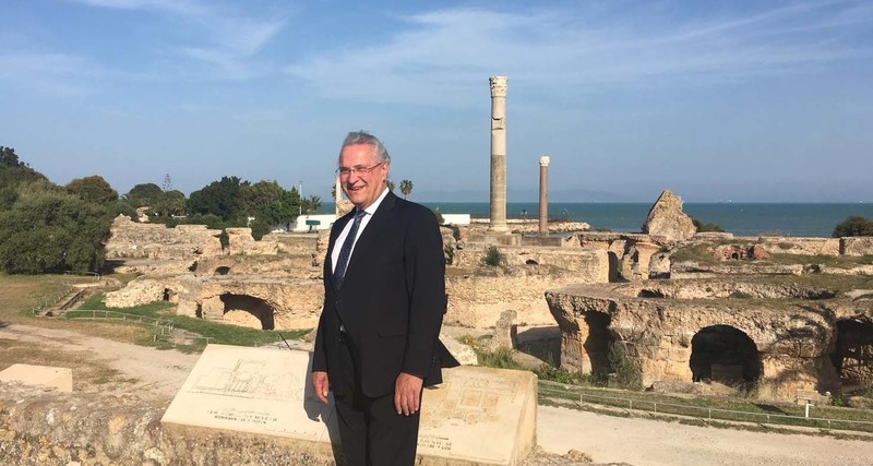 Dienstag, 23. April 2019, Karthago; Staatsminister Herrmann beim Besuch des r�mischen Karthago