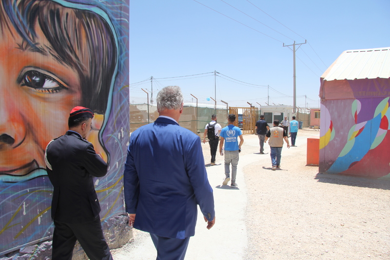 Sonntag, 16. Juni 2019, Fl�chtlingscamp Al-Azraq in Jordanien; Bayerns Innenminister Joachim Herrmann setzt sich f�r weitere Unterst�tzung Jordaniens sowie von UNICEF und des World Food Programme auf nationaler und europ�ischer Ebene ein. 