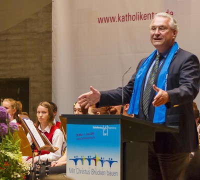 bei der Abschlussveranstaltung des Katholikentages im Audimax der Regensburger Universit�t im Mai 2014.